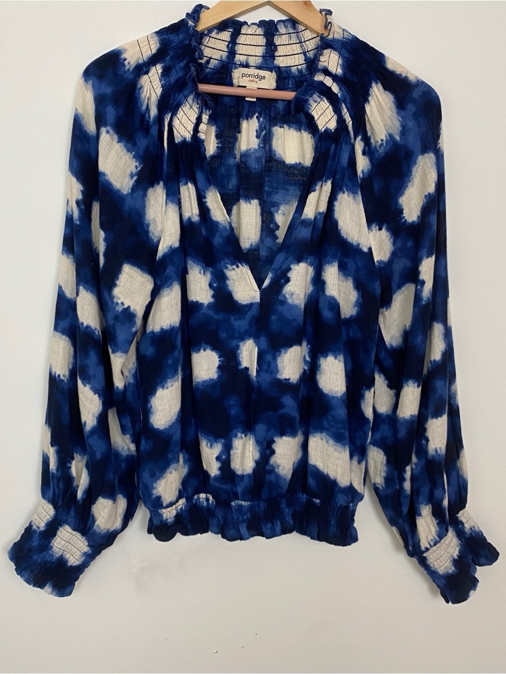 Anthropologie Porridge Blue tie-dye blouse Sz M - Picture 3 of 10